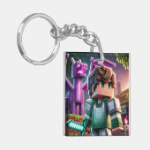 ブロックスタイルのダークドラゴンダイヤモンドソード キーホルダー (正面左)