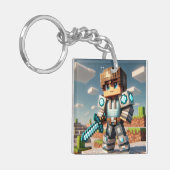 ブロックスタイルのダークドラゴンダイヤモンドソード キーホルダー (正面左)