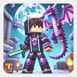 ブロックスタイルのダークドラゴンダイヤモンドソード スクエアシール