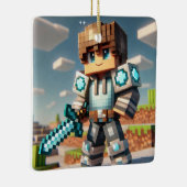 ブロックスタイルのダークドラゴンダイヤモンドソード セラミックオーナメント (右)