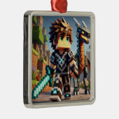 ブロックスタイルのダークドラゴンダイヤモンドソード メタルオーナメント (右)