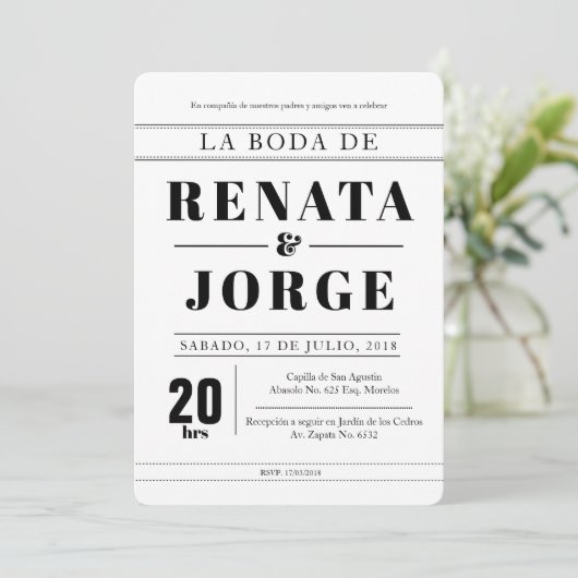 ブロックスタイルスペインの結婚式招待状 招待状 (スタンド正面)