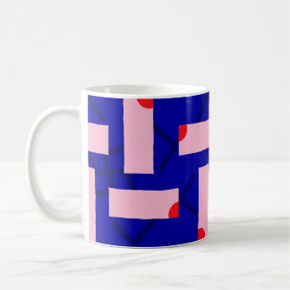 ブロックセオリーの鮮やかなピンクとコバルトブルーのパターンマグ コーヒーマグカップ