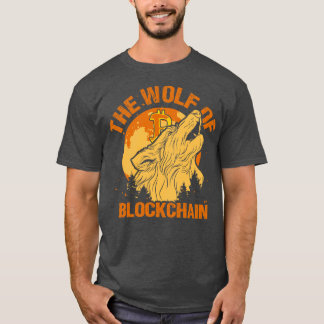 ブロックチェーンおもしろいビットコイン壁通りPの狼 Tシャツ