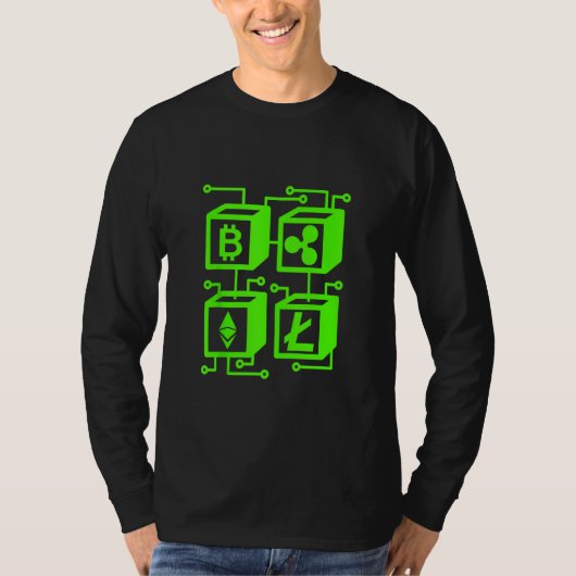 ブロックチェーン取引金暗号通貨マネー Tシャツ (正面)