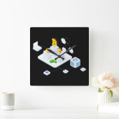 ブロックチェーン スクエア壁時計 (ホーム)