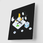 ブロックチェーン スクエア壁時計 (傾斜)