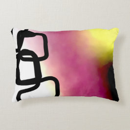 ブロックチェーン：抽象芸術ピンク、黄、黒、白 アクセントクッション
