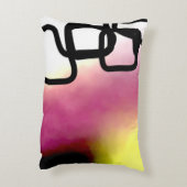 ブロックチェーン:抽象芸術ピンク、黄、黒、白 アクセントクッション (裏面(縦))