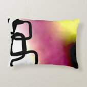 ブロックチェーン:抽象芸術ピンク、黄、黒、白 アクセントクッション (裏面)