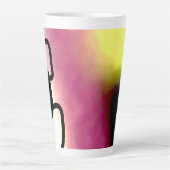 ブロックチェーン:抽象芸術ピンク、黄、黒、白 カフェラテマグ (正面)