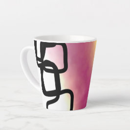 ブロックチェーン：抽象芸術ピンク、黄、黒、白 カフェラテマグ