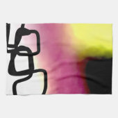 ブロックチェーン：抽象芸術ピンク、黄、黒、白 キッチンタオル (横)