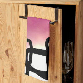 ブロックチェーン：抽象芸術ピンク、黄、黒、白 キッチンタオル