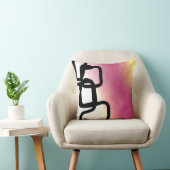 ブロックチェーン:抽象芸術ピンク、黄、黒、白 クッション (椅子)