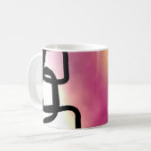 ブロックチェーン：抽象芸術ピンク、黄、黒、白 コーヒーマグカップ (正面左)