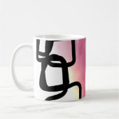 ブロックチェーン：抽象芸術ピンク、黄、黒、白 コーヒーマグカップ (左)