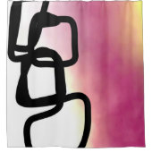 ブロックチェーン：抽象芸術ピンク、黄、黒、白 シャワーカーテン (正面)