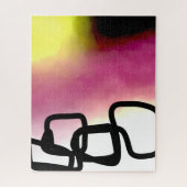 ブロックチェーン：抽象芸術ピンク、黄、黒、白 ジグソーパズル (縦)