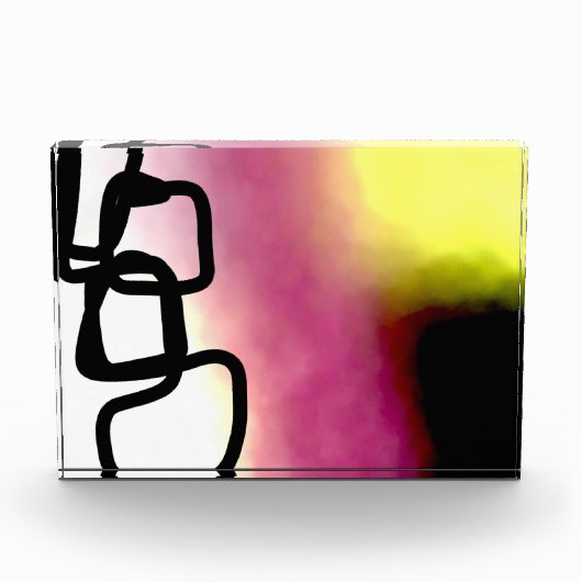 ブロックチェーン:抽象芸術ピンク、黄、黒、白 フォトブロック (正面)