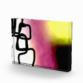 ブロックチェーン:抽象芸術ピンク、黄、黒、白 フォトブロック (右)