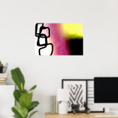 ブロックチェーン:抽象芸術ピンク、黄、黒、白 ポスター (ホームオフィス)