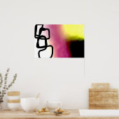 ブロックチェーン:抽象芸術ピンク、黄、黒、白 ポスター (キッチン)