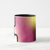 ブロックチェーン：抽象芸術ピンク、黄、黒、白 マグカップ (中央)