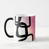 ブロックチェーン：抽象芸術ピンク、黄、黒、白 モーフィングマグカップ (左)