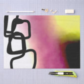 ブロックチェーン：抽象芸術ピンク、黄、黒、白 薄葉紙 (クラフト)