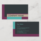 ブロックデザインブラックパープルティール（緑がかった色） 名刺 (正面/裏面)