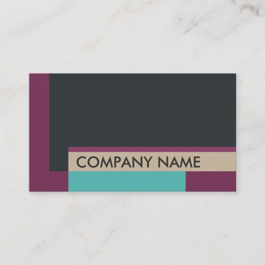 ブロックデザインブラックパープルティール（緑がかった色） 名刺 (正面)