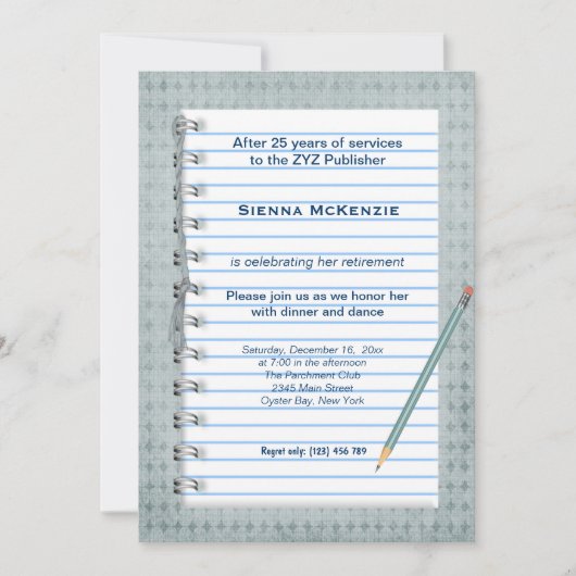 ブロックノート引退 招待状 (正面)