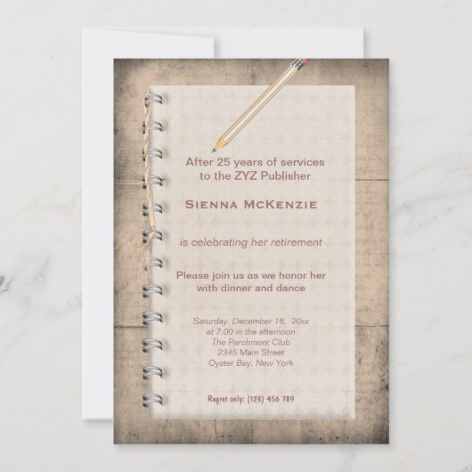 ブロックノート引退 招待状 (正面)