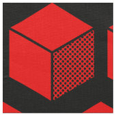 ブロックパターン02 – 黒の赤 ファブリック (クローズアップ)