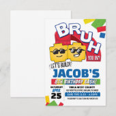 ブロックパーティーのバースデー招待状 Bruh Building Block Birthday 招待状 (正面/裏面)