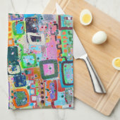 ブロックパーティーキッチンタオル キッチンタオル (四つ折り)