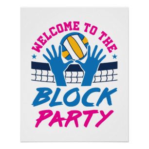 ブロックパーティーバレーボール選手へようこそおもしろい ポスター