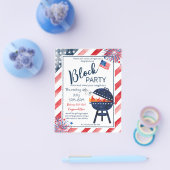 ブロックパーティー7月4日BBQ通りパーティー近隣 チラシ (シングル)