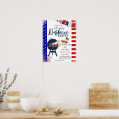 ブロックパーティー7月4日BBQ通りパーティー近隣P ポスター (キッチン)