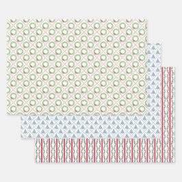 ブロックプリントのクリスマス ラッピングペーパーシート
