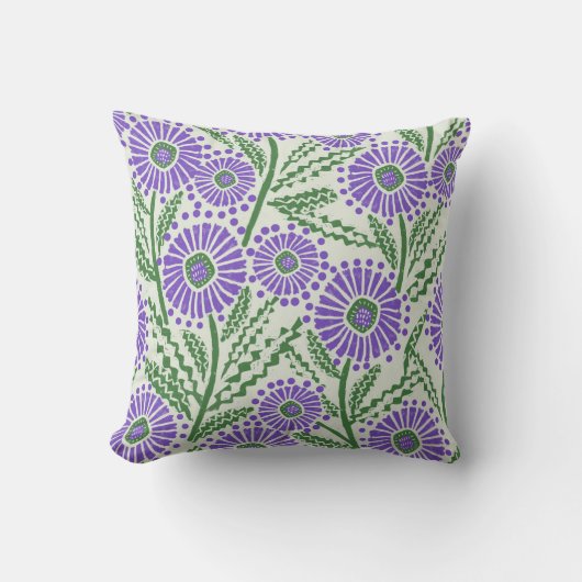ブロックプリントサークルフラワーデザイン クッション (正面)