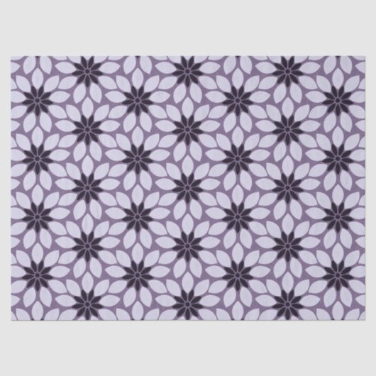 ブロックプリントタイル花パープル 薄葉紙 (正面)