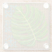 ブロックプリントパームオンウィッカー背景 ガラスコースター (裏面)