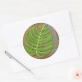 ブロックプリントパームオンウィッカー背景 ラウンドシール (封筒)