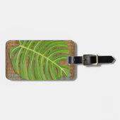 ブロックプリントパームオンウィッカー背景 ラゲッジタグ (正面横)