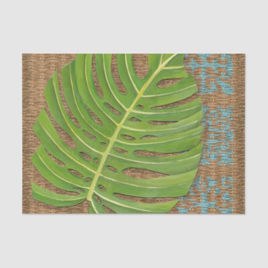 ブロックプリントパームオンウィッカー背景 薄葉紙 (正面)