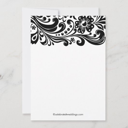 ブロックプリントフローラ旋回婚約招待状 招待状 (裏面)