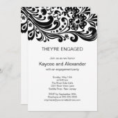 ブロックプリントフローラ旋回婚約招待状 招待状 (正面/裏面)