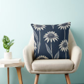 ブロックプリントブルーと白Coneflower クッション (椅子)